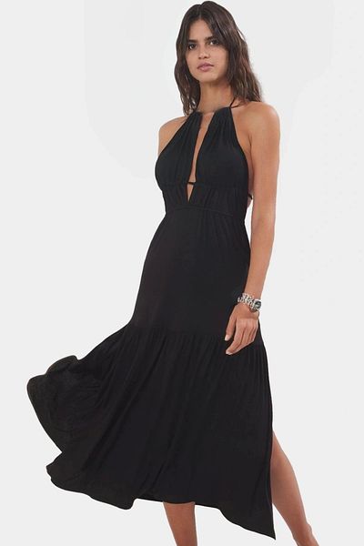 PayBuy Maxi Knitted Beach Dress Viscose Elastane Cut Out Crew Neck Summer Professional Look