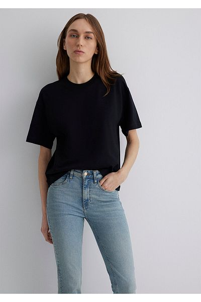 Mavi Embroidered Black Basic T-Shirt Loose Fit / Loose Relaxed Cut 1613225-900