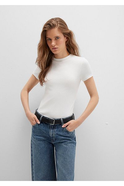 Mavi Weißes Basic-T-Shirt mit tailliertem Schnitt 1613081 -70057
