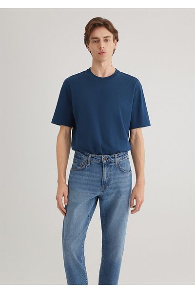 Mavi Marineblaues Basic-T-Shirt mit lockerer Passform / lockerer, entspannter Passform 066249 -89287