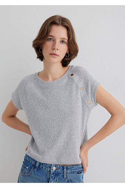 Mavi Button Detailed Gray T-Shirt Regular Fit 1612933 -83096