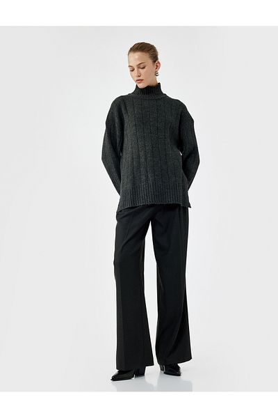 Koton Long Sleeve Stand Collar Oversize Sweater