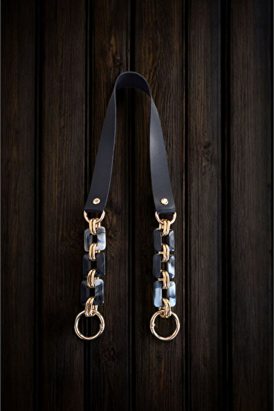 Nildenhobim Suni Derili Akrilik Kare Model Örgü Çanta Ve Deri Çanta Sapları - Uzunluk : 70 Cm ( Siyah )