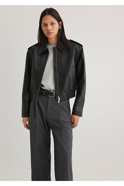 Mavi Black Faux Leather Jacket Loose Fit / Loose Relaxed Fit 1110613 -900