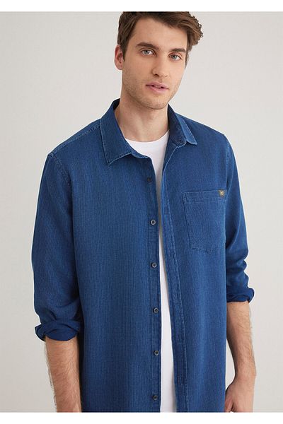 Mavi Πουκάμισο Indigo με λεπτομέρεια τσέπης κανονική εφαρμογή / Κανονική εφαρμογή 0211422 -18790