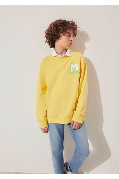 Mavi M Logo Printed Yellow Sweatshirt 6S10099-71368