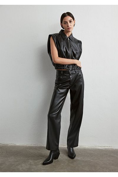 Mavi Faux Leather Black Trousers 1010979 -900