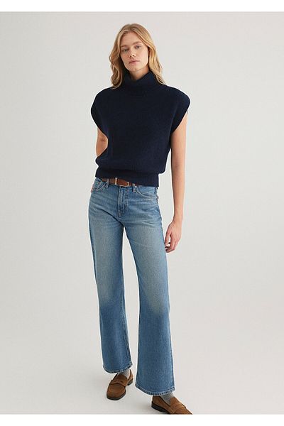 Mavi Stand Collar Short Sleeve Navy Blue Sweater Regular Fit / Regular Fit 1710658 -82318