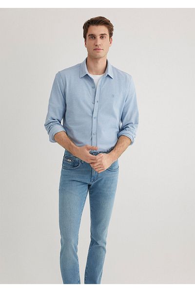 Mavi Cămașă tricotată montată - Croială pe corp 0210294 -70730