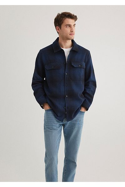Mavi Καρό πουκάμισο Navy Blue Loose Fit / Loose Relaxed Fit 0211332 -89071
