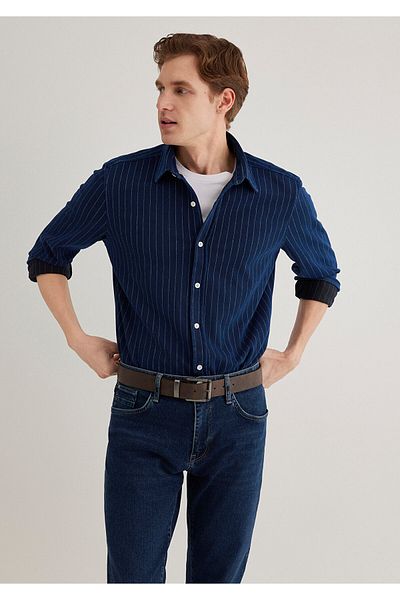 Mavi Ριγέ πουκάμισο Navy Blue Regular Fit 0211411 -18790