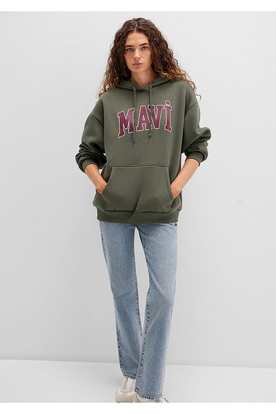 Mavi Hanorac verde kaki pentru femei - M 1600361 -71581, Glugă