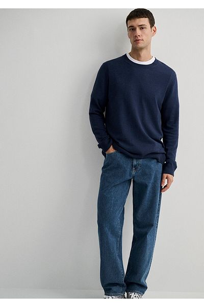 Mavi Kaschmir-Mischpullover in Marineblau, schmale Passform / schmale Passform 0710186 -70497