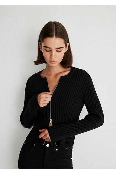 Mavi Double-Way Zip Black Cardigan Regular Fit / Regular Fit 1710584 -900