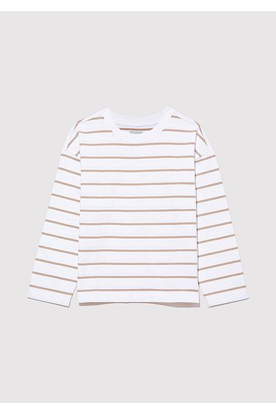Mavi Μπεζ ριγέ μακρυμάνικο μπλουζάκι - Loose Fit 7610223 -88140