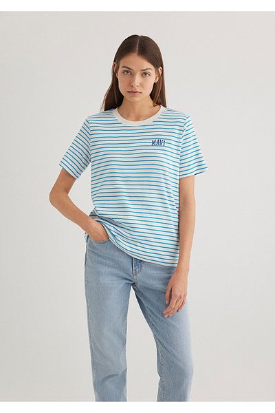 Mavi Tricou cu dungi cu imprimeu cu logo Regular Fit / Regular Fit1612224-85144
