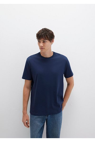 Mavi Marineblaues Basic-T-Shirt mit lockerer Passform 066249 -70497