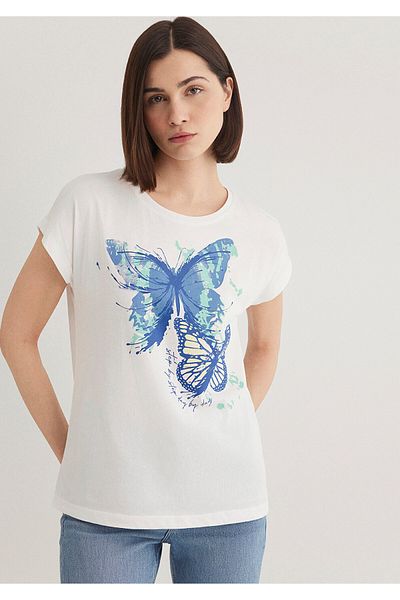Mavi Μπλουζάκι White Butterfly Printed - Regular Fit 1612620 -70057