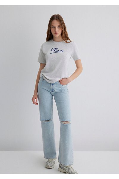 Mavi Embroidered Gray T-Shirt Regular Fit 1612421 -87033