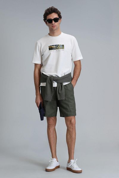 Lufian Banca - Modern Graphic Patterned Off-White T-Shirt