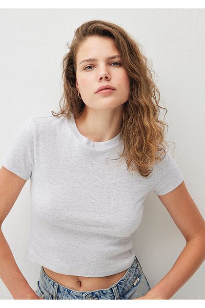Mavi Crew Neck Gray Basic T-Shirt Fitted / Fitted Cut1600814-85438