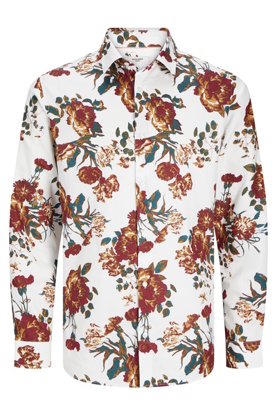 Jack & Jones Hemd NORDIC FLORES Langarmhemd mit Kent-Kragen