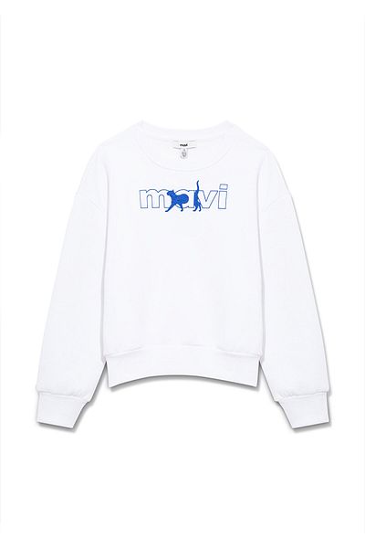 Mavi Bílá mikina s potiskem Logo Cat 7s10001-620