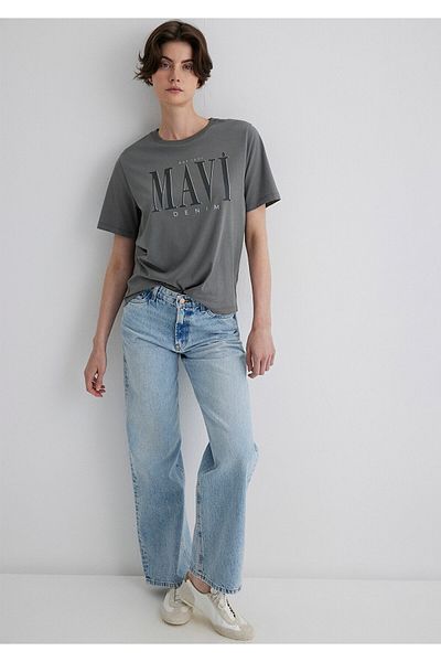 Mavi Logo Printed Gray T-Shirt Regular Fit / Normal Cut 1611990-70122