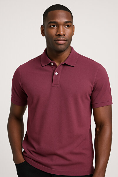 UOMOPARK 2739 Tricou din bumbac cu guler polo CityStyle Honeycomb, cu croiala normala