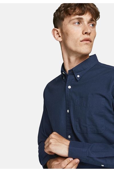 Jack & Jones Hemd BROOK Slimfit Langarmhemd ile Düğmeli-Kragen