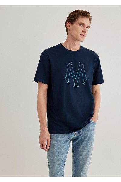 Mavi Μπλουζάκι με τυπωμένο λογότυπο Navy Blue κανονική εφαρμογή / κανονική κοπή 0610635-70490
