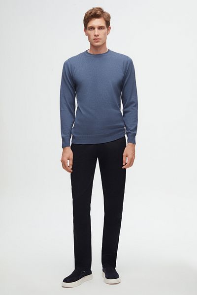 D'S Damat Navy Blue Slim Fit Flexible Lycra - Chino Trousers with Side Pockets