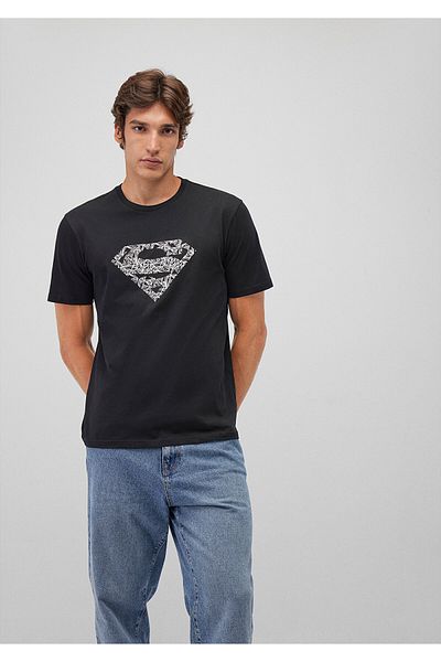Mavi Superman εμπριμέ μαύρο μπλουζάκι κανονική εφαρμογή / κανονική κοπή 0610494-900