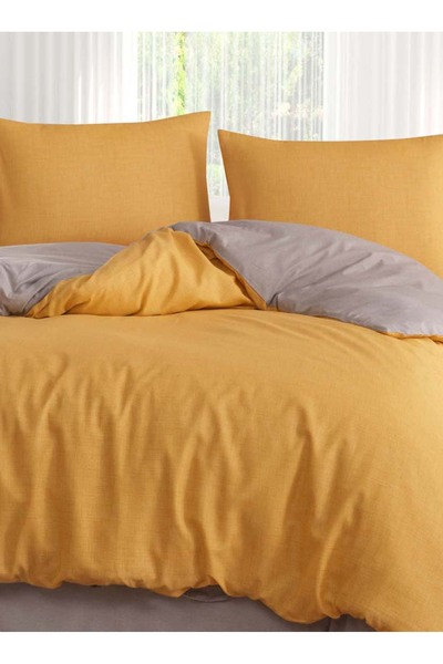 Eponj Home Kolay Ütülenir Nevresim Takımı Çift Kişilik Maxi Sarı-Gri