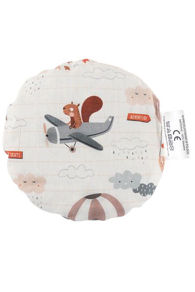 Bocioland Anti-colic pillow, filled with cherry stones, cotton cover, diameter 14 cm, Adventure