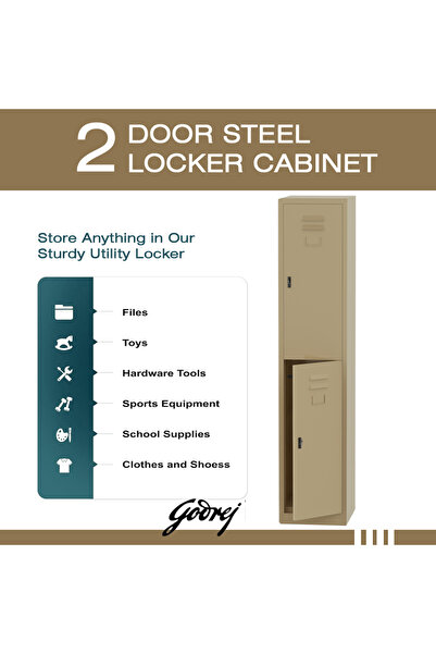 Mahmayi Godrej 2 Door Steel Locker with Heavy-Duty Construction Scratch-Resistant Beige Finish