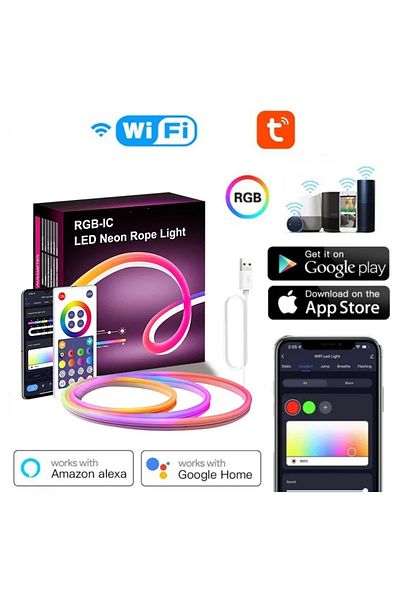 NEXTLY Banda Led Neon Rgbic Flexibila, , Lungime 3m, Control Prin Aplicatie, Functii Multiple