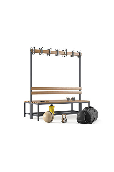 Furni24 Ayakkabılıklı 4 Ayaklı Çift Taraflı Bank, 14 Kanca, 150x85x170 Cm, Sp...