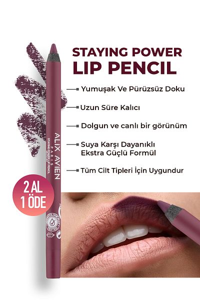 Alix Avien Waterproof Long-Lasting Soft Lip Liner - Staying Power Lip Pencil 59 Plum