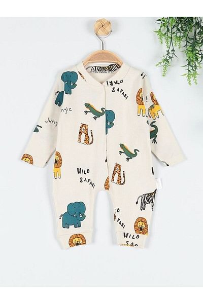Alpiu Safari Print Baby Romper,100% Cotton Snap Romper,Safari Romper