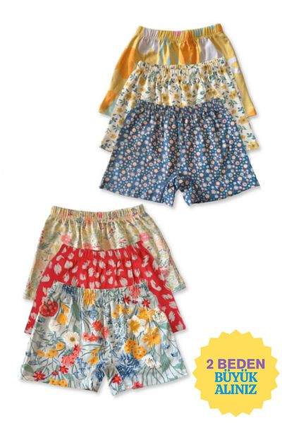 MK Mukko Kids Κοριτσίστικα βαμβακερά σλιπ μπόξερ 6 τεμαχίων σετ πολύχρωμα και μοτίβα εσώρουχα