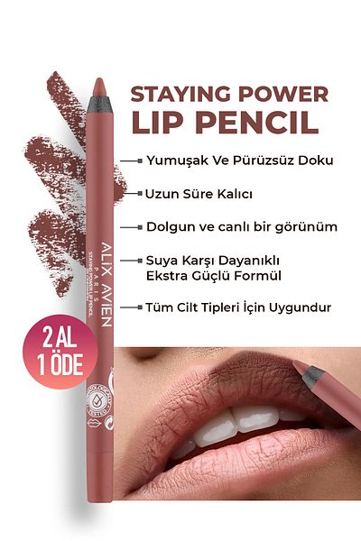 Alix Avien Long Lasting Water Resistant Lip Liner - Staying Power Lip Pencil 55 Cinnamon