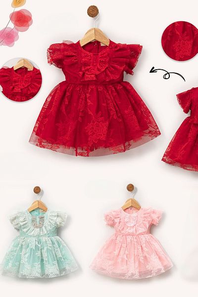 Baby Animals Baby Girl Dress Girls Kids Dress Birthday Party Wedding Dress Short Sleeve Lined Dress