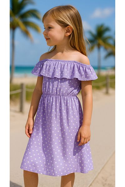 Hilal Akıncı Kids Girls' Off-Shoulder Floral Drawstring Dress