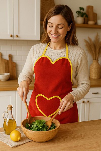 Ender Home Amor Heart Towel Kitchen Apron – Adjustable Strap