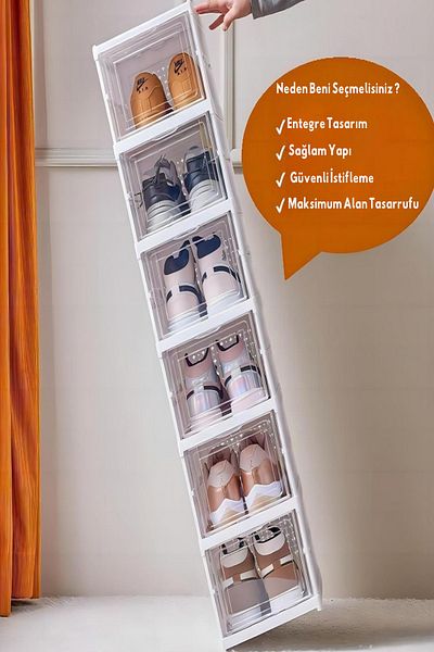 ACTIVE TEAM Og01 - Foldable Shoe Rack |   Easy Installation, Modular, Covered, Convenient Box for Stacking 3 Pieces