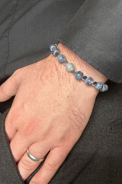 Leo'Stone New Season Natural Agate Stone Asymmetrical Hematite Stone Men's Bracelet