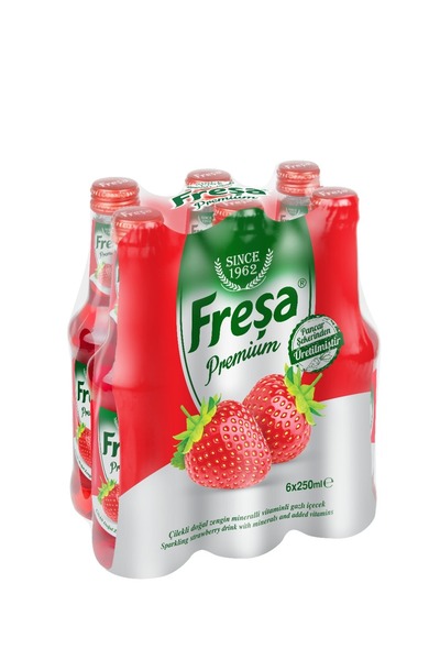 FREŞA Premium Çilekli Vitaminli Doğal Zengin Mineralli Gazlı Içecek 250ml 24'lü