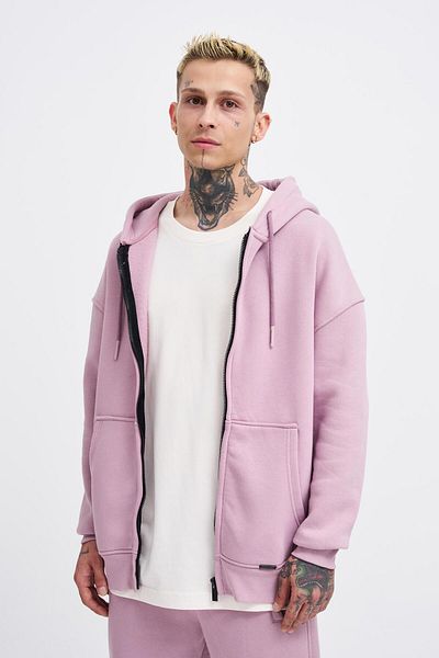 Machinist Ανδρικό φούτερ Basic με φερμουάρ και κουκούλα Oversize Dirty Pink