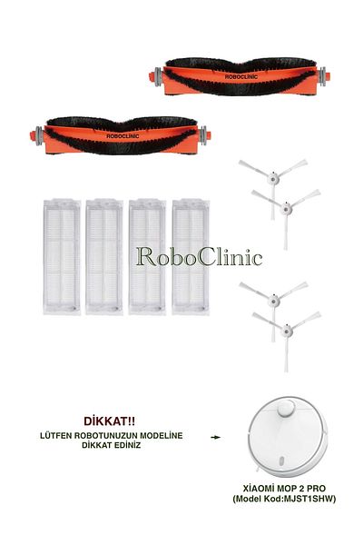 Roboclinic Xiaomi Mi Robot Vacuum Mop 2 Pro White - مجموعة تجديد متوافقة مكونة من 10 قطع (رمز النموذج: MJST1SHW)